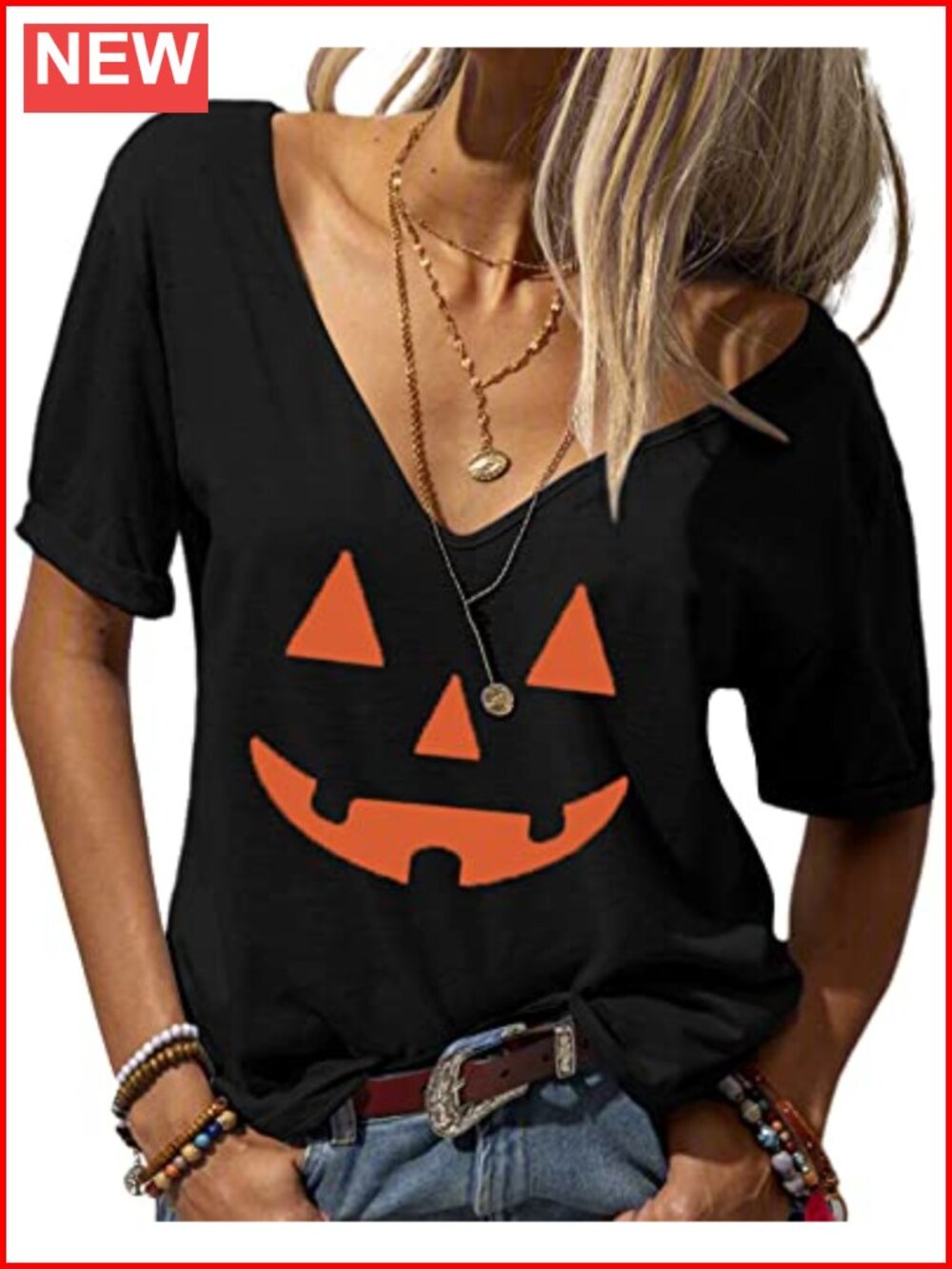 Women's Deep V-Neck Short Sleeve Tunic T-Shirt Casual Loose Fit